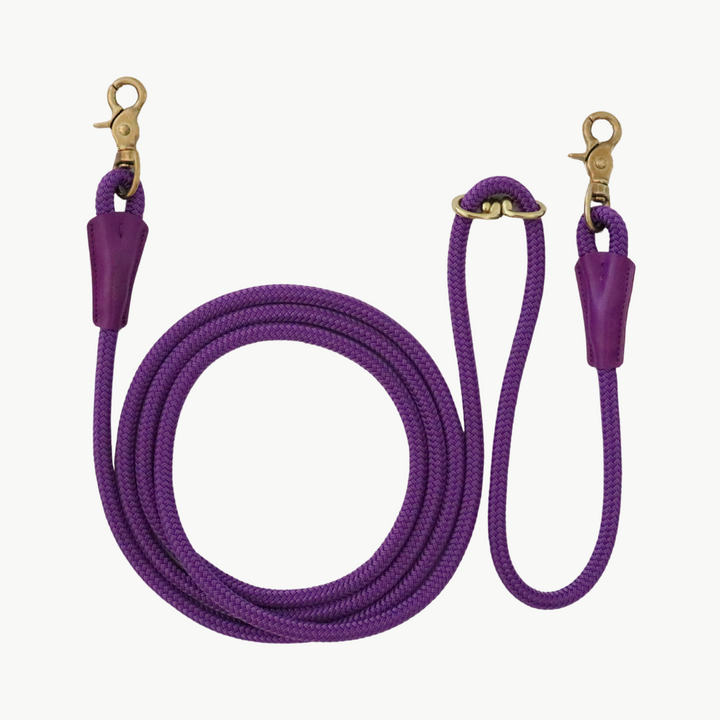 Signature Rope Hands-Free Leash | Purple (Leather & Brass Hardware)