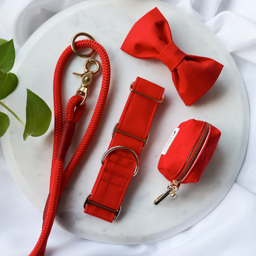 Oversized Dog Bow for Martingale Collars | Tomato Red