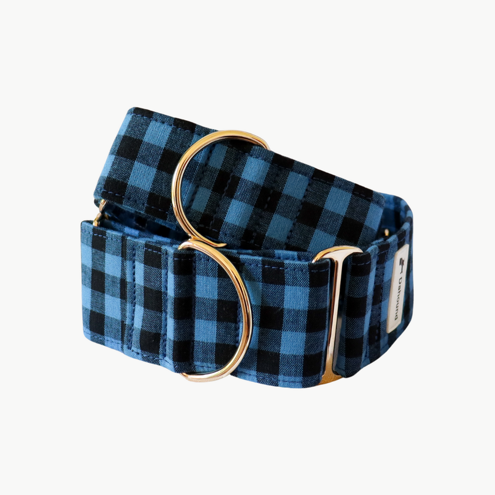 Blue and Black Gingham Martingale Collar