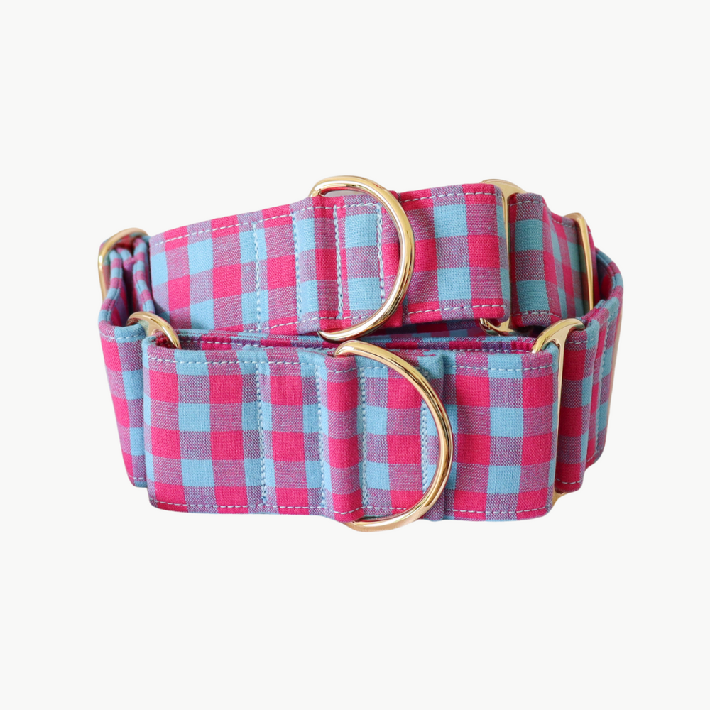 Pink & Blue Gingham Martingale Collar