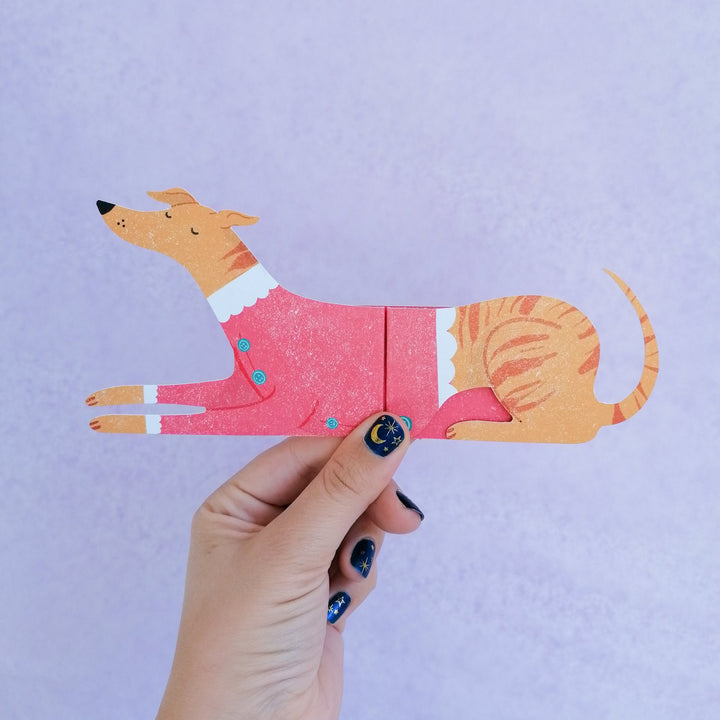 Greyhound Shaped Extendable Greeting Card | Santa's Little Helper