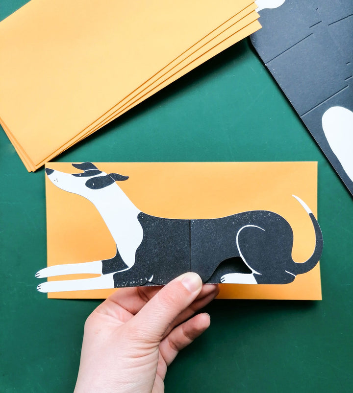 Black and white Greyhound whippet sighthound greeting cards