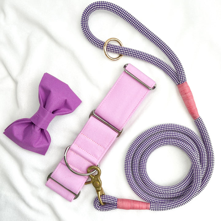 Wide Fabric Martingale Dog Collar | French Lilac